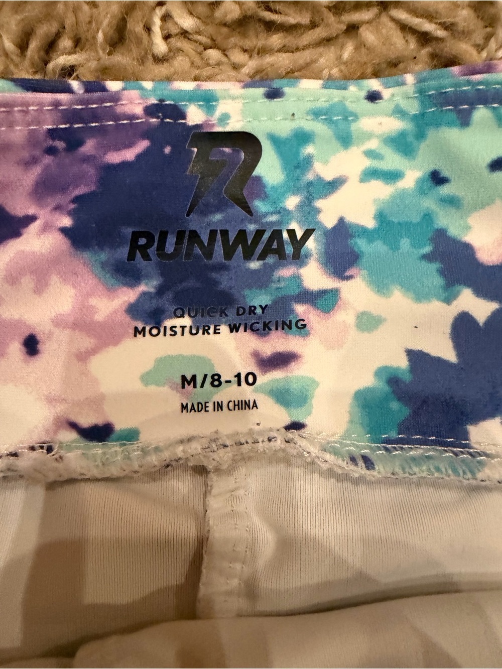 Floral Print A-Line Skort in Aqua and Purple - Picture 2 of 3